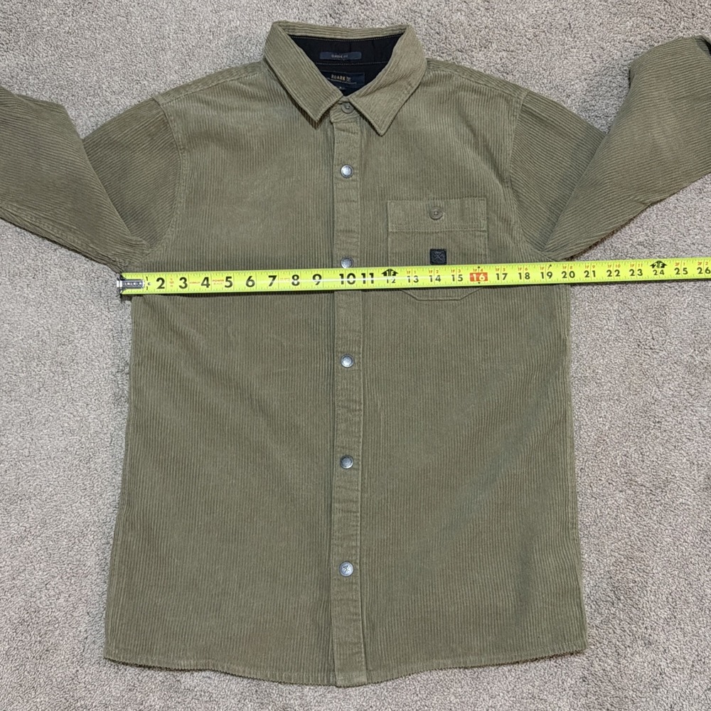 Roark Nordsman Corduroy Shirt Men's Small Olive Snap Front Elbow Patch RN655 - Picture 2 of 11